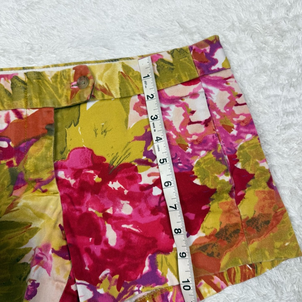 J. Crew High Waist Floral Shorts - Green and Red - Picture 4 of 5
